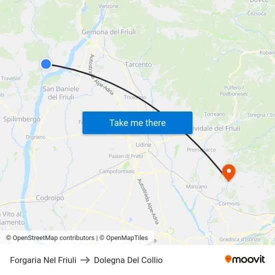 Forgaria Nel Friuli to Dolegna Del Collio map