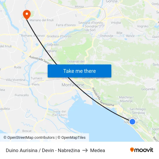 Duino Aurisina / Devin - Nabrežina to Medea map