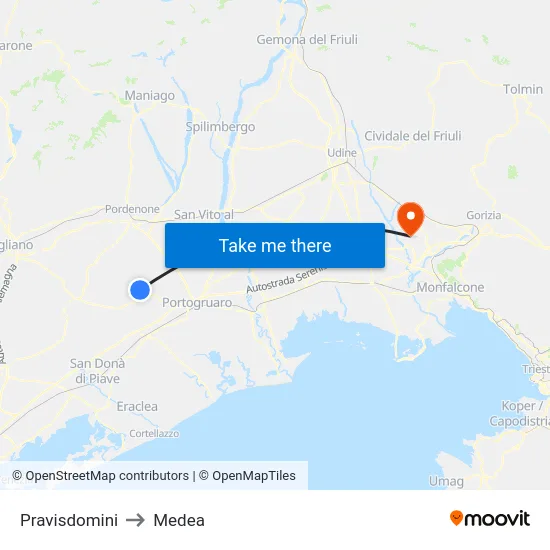 Pravisdomini to Medea map