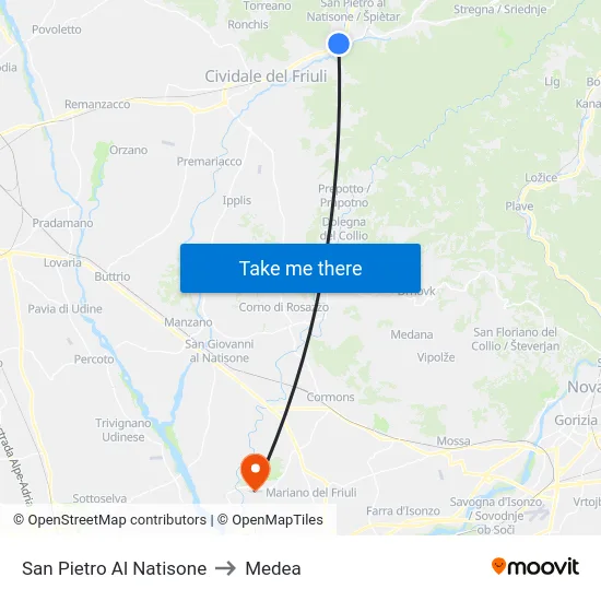 San Pietro Al Natisone to Medea map