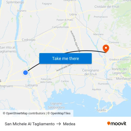 San Michele Al Tagliamento to Medea map