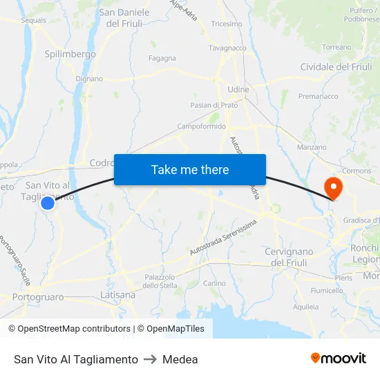 San Vito Al Tagliamento to Medea map