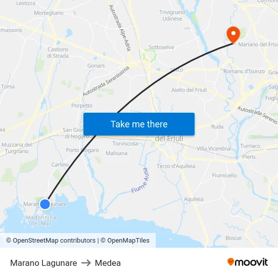 Marano Lagunare to Medea map