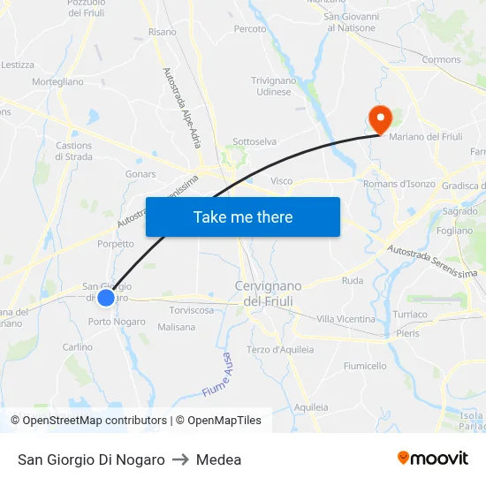 San Giorgio Di Nogaro to Medea map