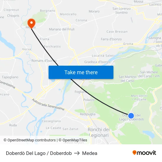 Doberdò Del Lago / Doberdob to Medea map