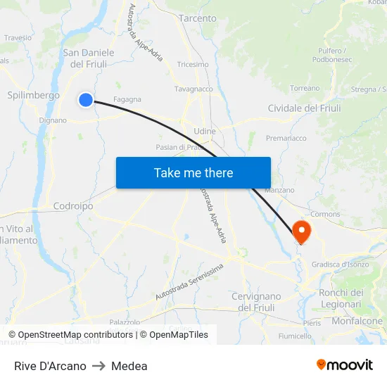 Rive D'Arcano to Medea map