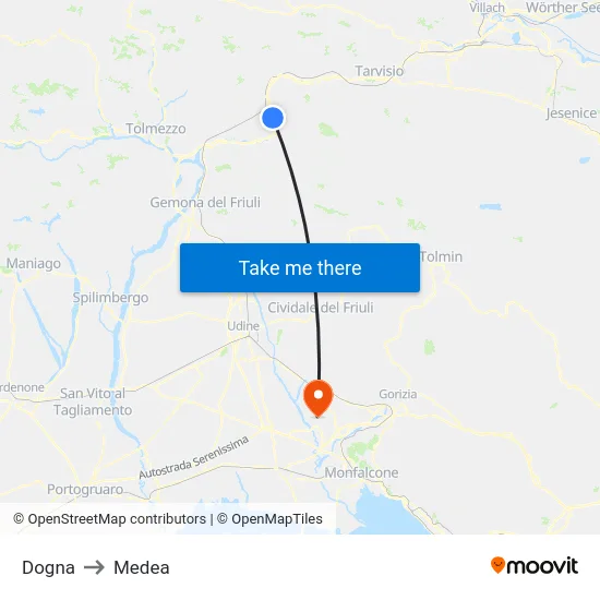Dogna to Medea map