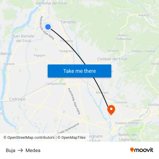 Buja to Medea map