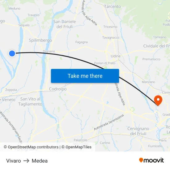 Vivaro to Medea map