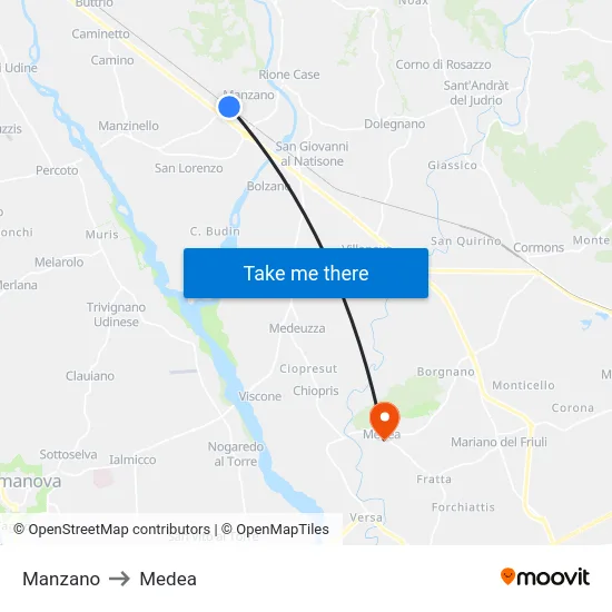 Manzano to Medea map