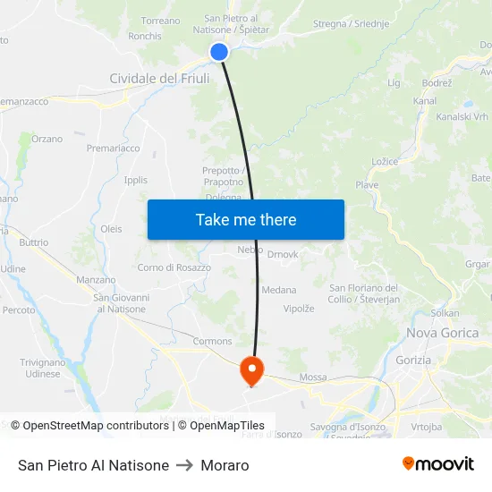 San Pietro Al Natisone to Moraro map