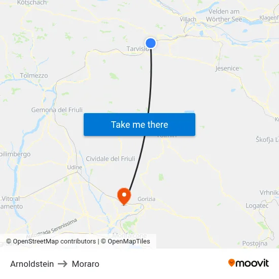 Arnoldstein to Moraro map