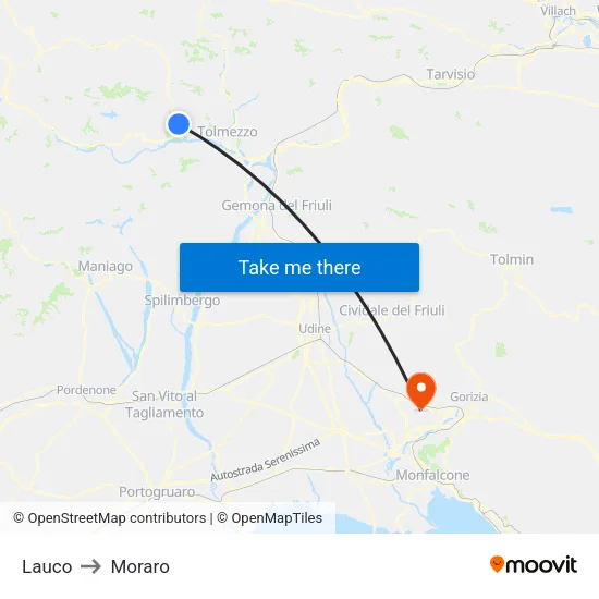 Lauco to Moraro map