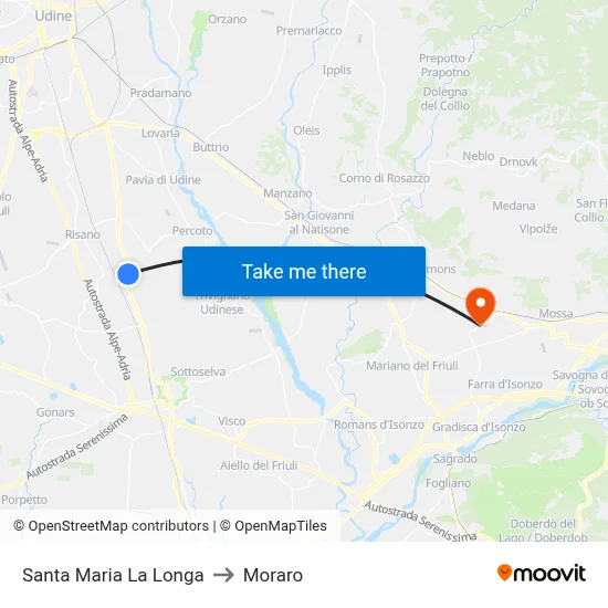 Santa Maria La Longa to Moraro map