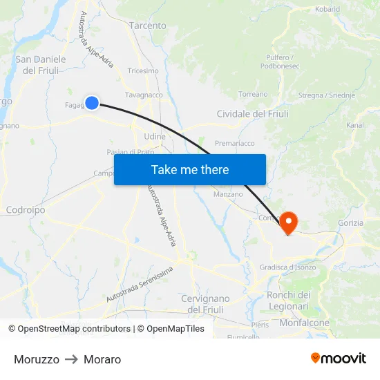 Moruzzo to Moraro map