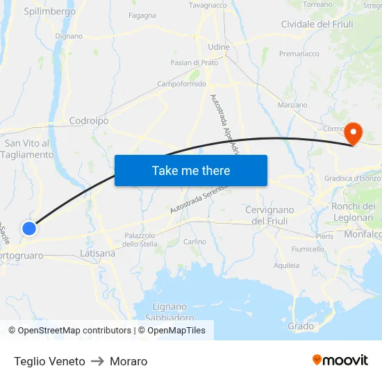 Teglio Veneto to Moraro map