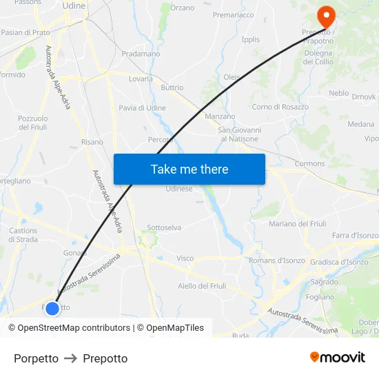 Porpetto to Prepotto map