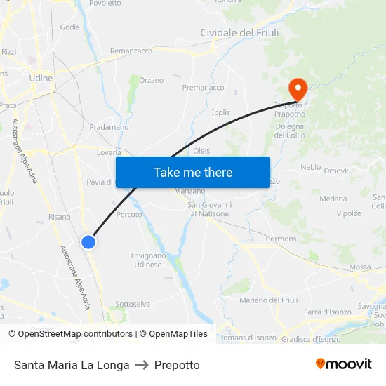 Santa Maria La Longa to Prepotto map