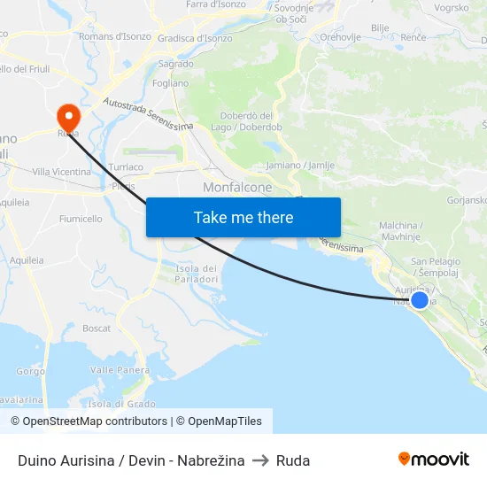 Duino Aurisina / Devin - Nabrežina to Ruda map
