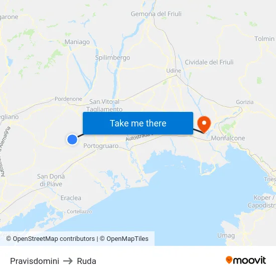 Pravisdomini to Ruda map