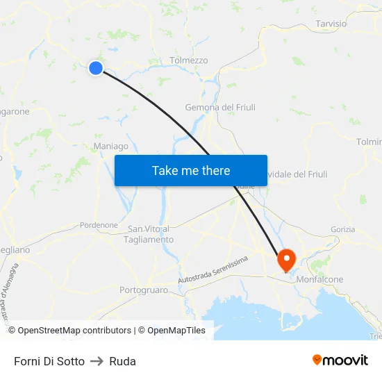 Forni Di Sotto to Ruda map