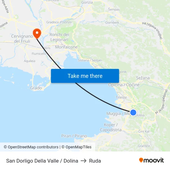 San Dorligo Della Valle / Dolina to Ruda map