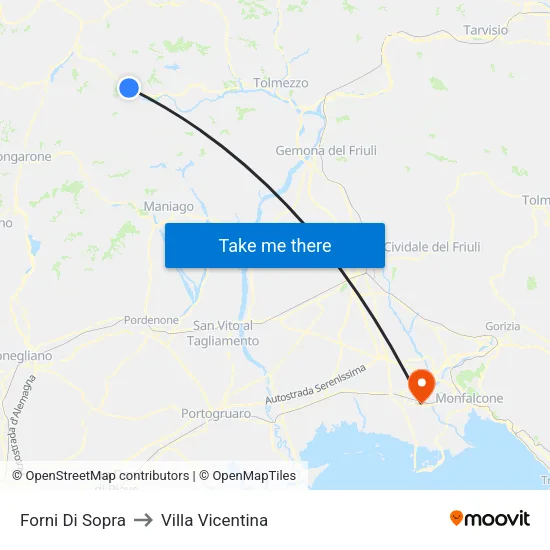 Forni Di Sopra to Villa Vicentina map