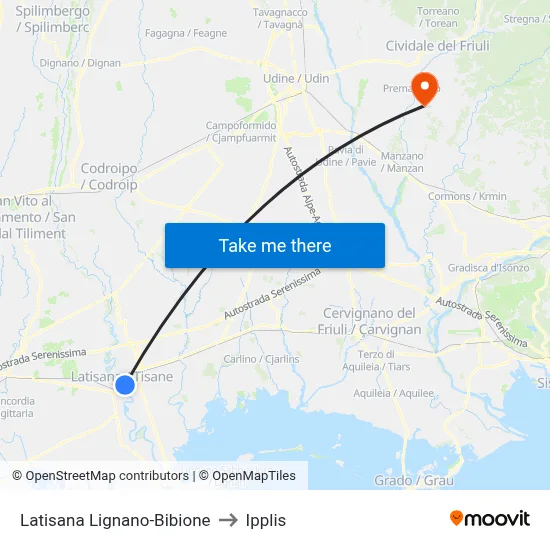 Latisana Lignano-Bibione to Ipplis map