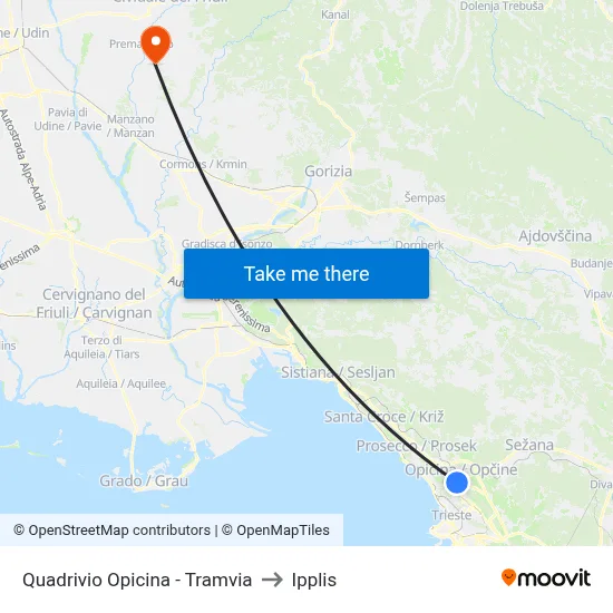 Opicina Crossroads - Tramway to Ipplis map