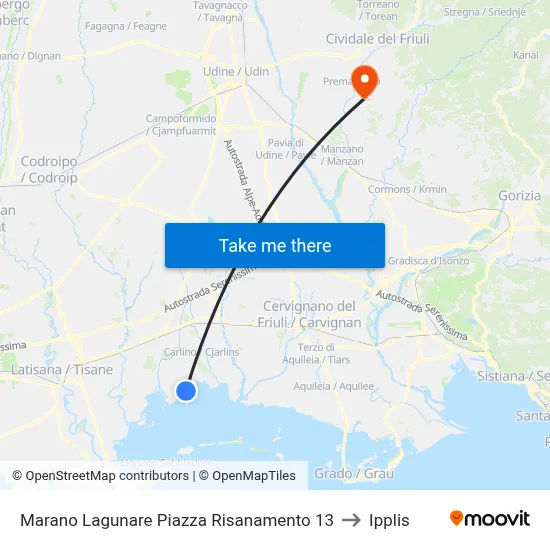 Marano Lagunare Piazza Risanamento 13 to Ipplis map