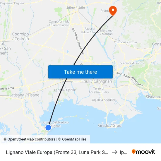 Lignano Europa Avenue (Opposite 33, Luna Park External Stand) to Ipplis map