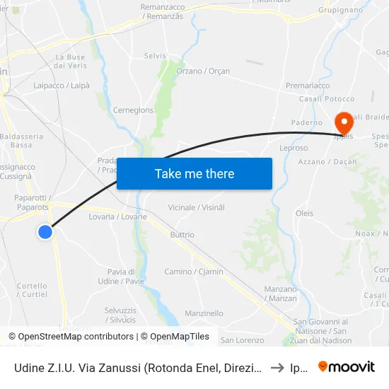 Udine Industrial Zone Zanussi Street (Enel Roundabout, Lauzacco Direction) to Ipplis map