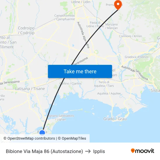86 Maja Street, Bibione (Bus Station) to Ipplis map