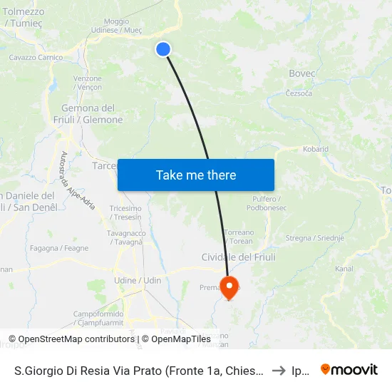 San Giorgio Di Resia Via Prato (Opposite 1a, Church Dir. Stolvizza) to Ipplis map