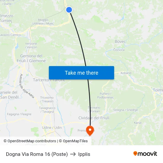 Dogna Roma Street 16 (Post Office) to Ipplis map