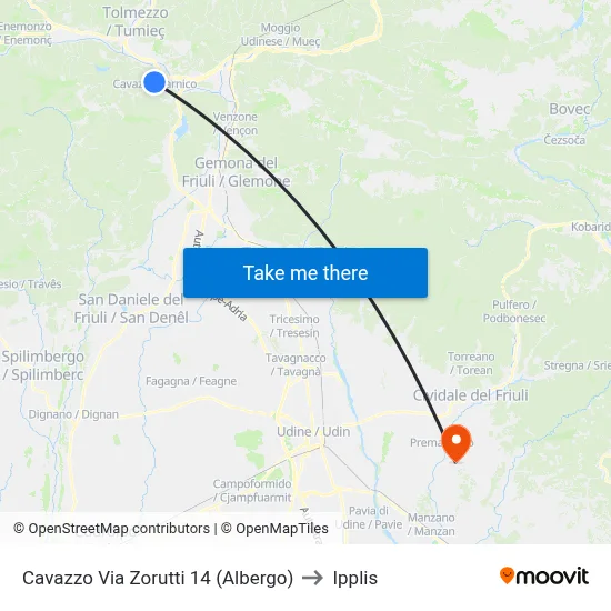 Cavazzo Via Zorutti 14 (Hotel) to Ipplis map