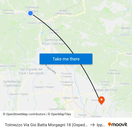 18 Gio Batta Morgagni Street, Tolmezzo (Hospital) to Ipplis map
