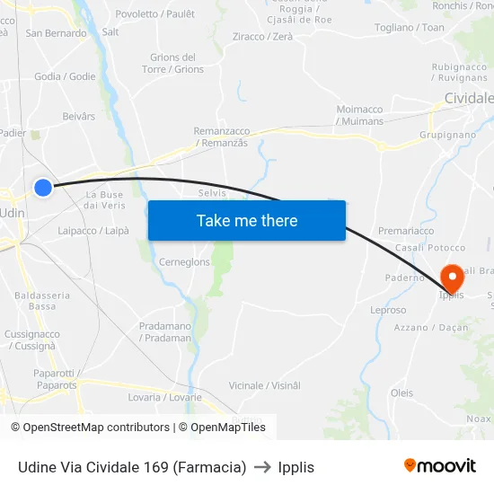 Udine Via Cividale 169 (Pharmacy) to Ipplis map