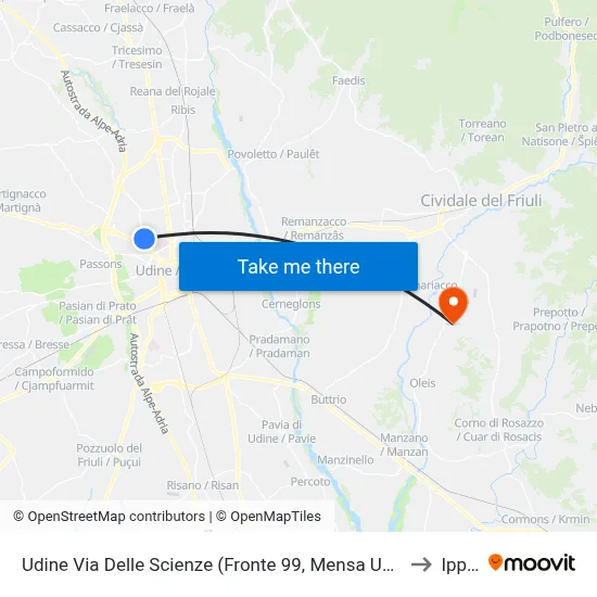 Udine Sciences Street (Opposite 99, University Cafeteria) to Ipplis map