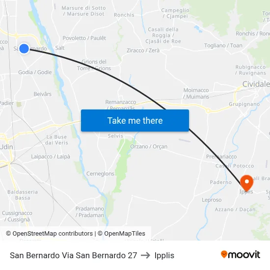 San Bernardo Via San Bernardo 27 to Ipplis map