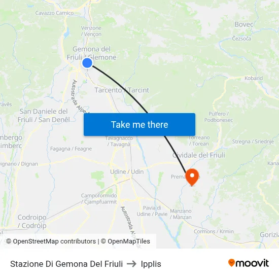 Gemona Del Friuli Station to Ipplis map