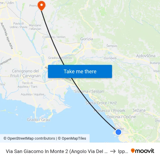 Via San Giacomo In Monte 2 (Corner of Via Del Bosco) to Ipplis map