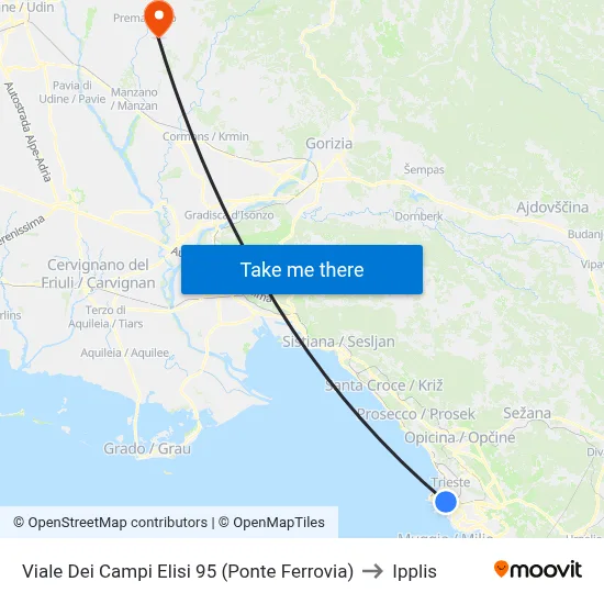 95 Campi Elisi Avenue (Railway Bridge) to Ipplis map