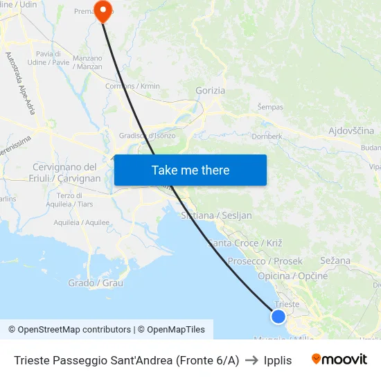 Trieste Sant'Andrea Promenade (Opposite 6/A) to Ipplis map