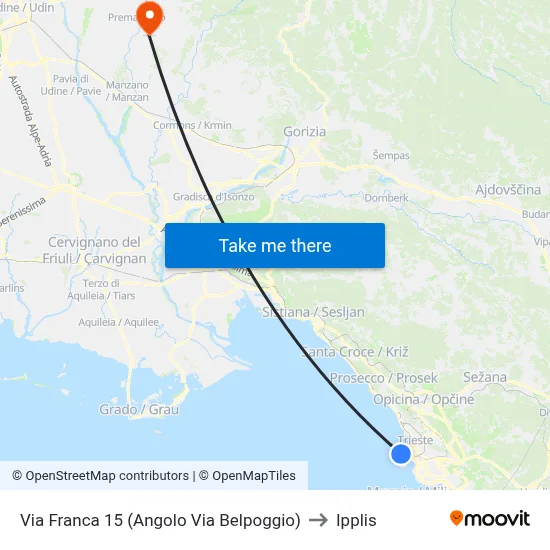 Franca Street 15 (Corner of Belpoggio Street) to Ipplis map