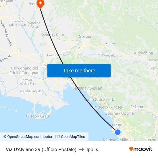 Via D'Alviano 39 (Post Office) to Ipplis map