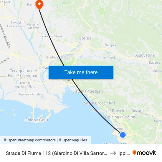 Fiume Road 112 (Villa Sartorio Garden) to Ipplis map