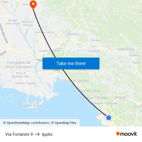 Via Forlanini 9 to Ipplis map