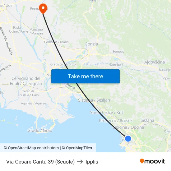 Via Cesare Cantù 39 (Schools) to Ipplis map