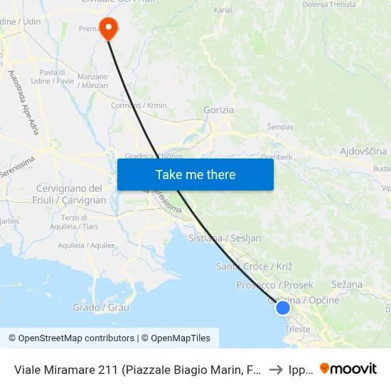 Miramare Avenue 211 (Biagio Marin Square, Fountain) to Ipplis map